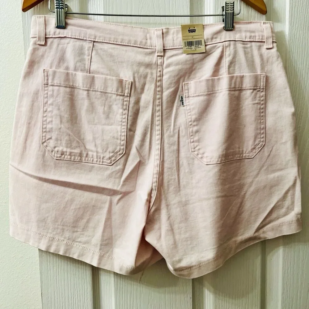 Levi’s Utility Shorts Women’s‎ 32 Light Blush Pink 90s Mid Rise Pockets Stretch